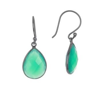 Pear Drop Green Onyx Earrings
